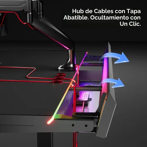 Vista 7 de FLEXISPOT - Escritorio eléctrico RGB de 55 pulgadas para juegos, escritorio