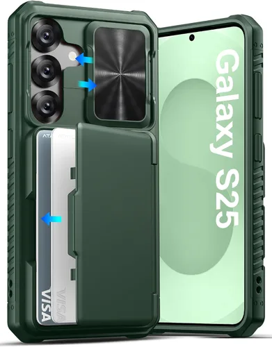 Vista 30 de ATATOO Funda tipo cartera para Samsung Galaxy S25, tarjetero integrado (3-5 tarjetas) [bloqueo RFID] y cubierta de cámara deslizante, protección