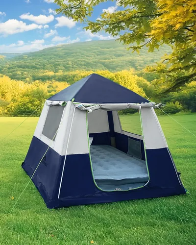 Vista 12 de CORANI Tiendas inflables de 14.1'x6.5'x9' para acampar, tienda de aire inflable portátil para 6/8/10 personas, impermeable, resistente al viento