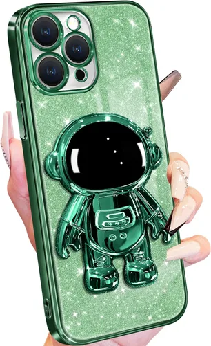 Vista 24 de Buleens Funda para iPhone 11 Pro Max Astronauta, Fundas Transparentes para iPhone 11 ProMax con Papel con Purpurina y Soporte de Astronauta, Mujeres