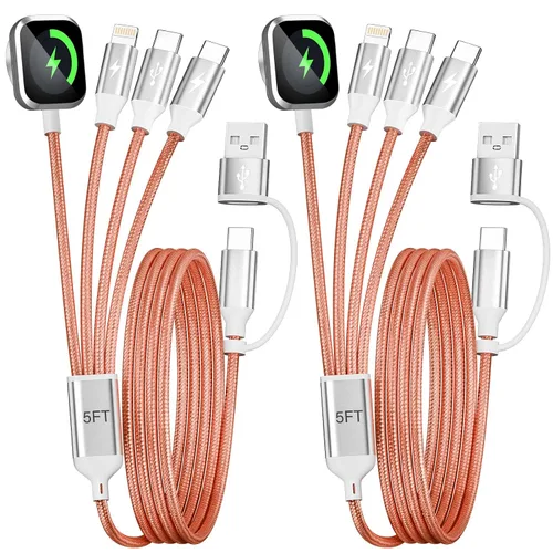 Vista 13 de Travel Essentials - Cable de carga múltiple para iWatch Charger, 4 en 2, 3XUSB C, cable de carga múltiple, USBC Car CarPlay compatible con iWatch