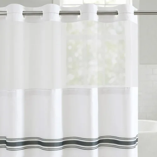 Vista 16 de Americanflat 71x74 Cortina de Ducha Sólida Negra - Cortina de Ducha Larga Resistente al Agua con Ojales de Metal Duraderos y 12 Ganchos - 100%