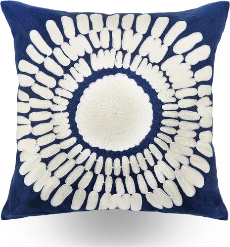 Vista 14 de Fundas de almohada bordadas, 4 girasoles de 18 x 18 pulgadas, diseño floral, 100% algodón, decoración del hogar, flores amarillas, 17.7 x 17.7 in, 1