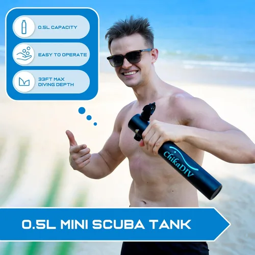 Vista 7 de Mini Scuba Tank,Portable Diving Tank,0.5l Lung Tank for Snorkeling Diving, Reusable Scuba Diving Kit Gear Underwater Breathing Training, Emergency