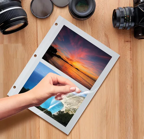 Vista 4 de Better Office Products - 50 hojas de montaje de fotos, 11 x 9 pulgadas, doble cara, 3 agujeros perforados, por Better Office Products, hojas