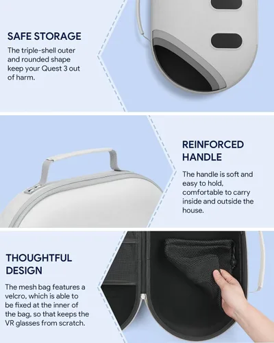 Vista 4 de Aubika Funda para Oculus Quest 3, funda rígida de transporte para accesorios Meta Quest 3, compatible con auriculares Quest 2Pico 4, viaje