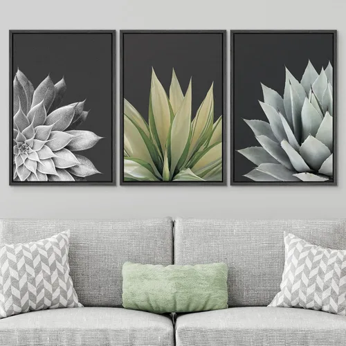 Vista 514 de SIGNWIN Lienzo enmarcado para pared, juego de arte pastel con cadena montañosa, bosque, niebla, naturaleza silvestre, ilustraciones modernas, arte