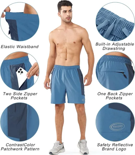 Vista 4 de NORTHYARD Pantalones cortos deportivos para correr para hombre, de secado rápido, pantalones cortos de gimnasio de 7 pulgadas, ligeros, deportivos