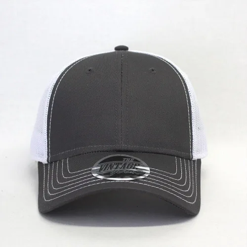 Vista 18 de Gorra de béisbol de camionero de malla de algodón de dos tonos de malla de algodón de dos tonos