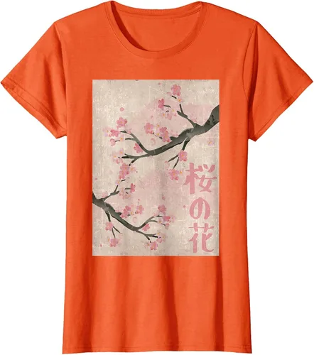Vista 29 de Cherry Blossom Japanese Vintage Woodblock Japan Pink Sakura T-Shirt Asphalt Grey