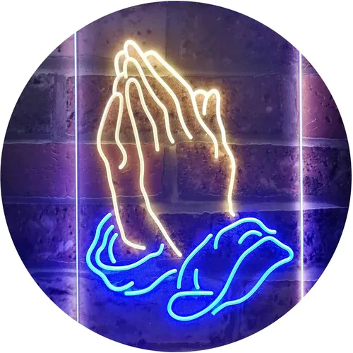 Vista 17 de ADVPRO Praying Hands Home Display Dual Color LED Neon Sign Blue & Red 8.5" x 12" st6s23-i3264-br