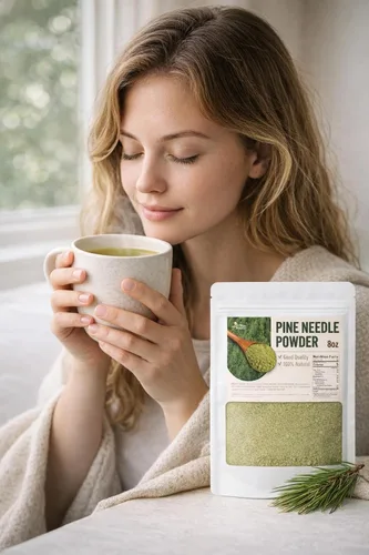 Vista 3 de NICE WITCH'S Pine Needle Powder 8 oz (227 g), 100% polvo de hoja de pino coreano para té, té de hierbas sin cafeína, suave y naturalmente refrescante