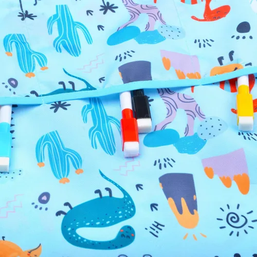 Vista 5 de Fiodrimy Delantales de pintura para niños, delantales de pintura impermeables para niños, sin mangas, con bolsillos para edades de 2 a 7 años