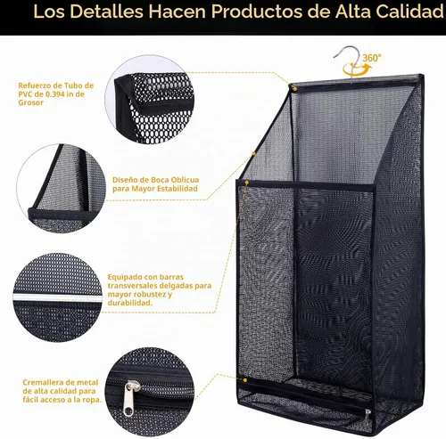 Vista 3 de Bolsas de lavandería plegables de malla transpirable para colgar, secado rápido, portátil, ahorro de espacio, cesta de lavandería para dormitorio