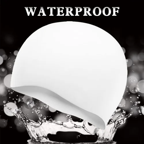 Vista 4 de Uttpll Gorro de natación de silicona impermeable, cómodo gorro de baño, gorro de natación para mujeres y hombres, gorra de baño impermeable
