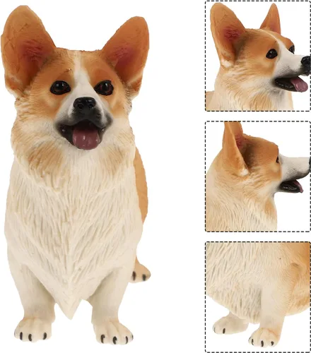 Vista 5 de IMIKEYA Figura de Corgi galés, mini estatua de perro de resina, estatua de perro pequeño de Corgi para pastel, escultura de estatua de animal