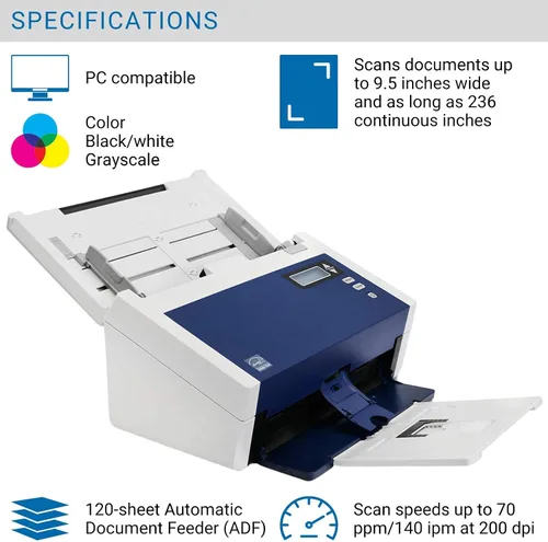 Vista 3 de Xerox DocuMate 6460 - Escáner de documentos dúplex para PC, alimentador automático de documentos