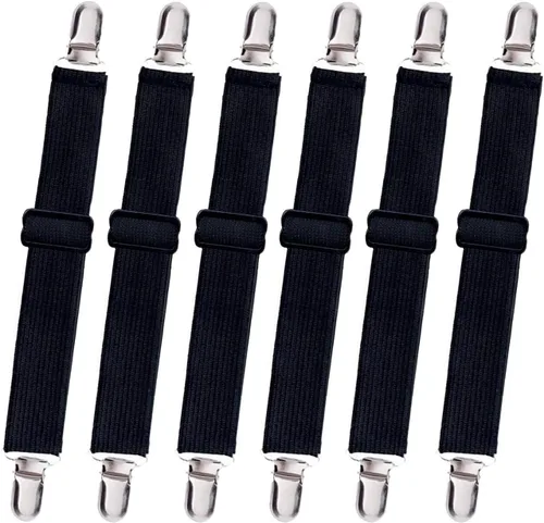 Vista 8 de 10 correas ajustables para sábanas, clips para sábanas, soporte elástico para sábanas bajeras, clips de correas de sábana bajera, tirantes de cierre
