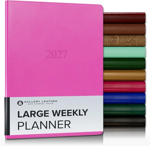 Vista 212 de Gallery Leather Planificador Semanal y Mensual Grande 2025-2026, Calendario Planificador y Cuaderno Elegantemente Encuadernado con Elegantes Bordes