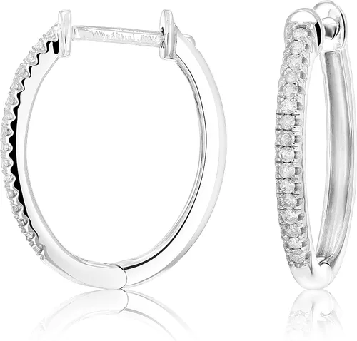 Vista 5 de Vir Jewels Juego de aretes de aro de diamante de 15 quilates de plata de ley 925 con 32 piedras de 34 pulgadas Plata de ley Diamante diamante