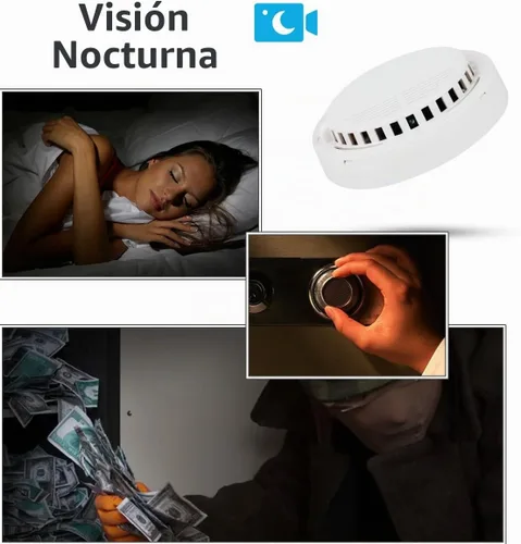 Vista 6 de Cámara detector de humo hecha a mano, 150 ° gran angular 5000 mAh montado en techo 1080P visión nocturna / detección de movimiento/2.4G WiFi/APP