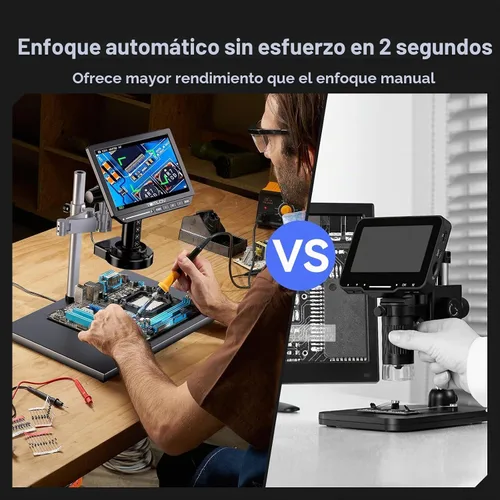 Vista 2 de TOMLOV Microscopio de Enfoque Automático 4K TM4K-AF Max, Microscopio Digital HDMI de 10.1" con Brazo Giratorio Flexible, Microscopios de Micro