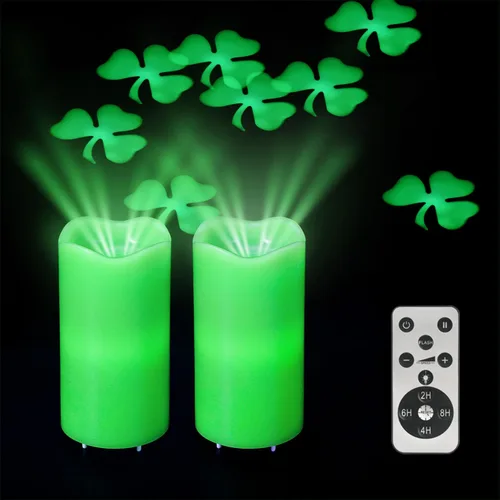 Vista 8 de XingsLight Velas sin llama para decoración del día de San Valentín con románticas luces de proyector de corazón rosa, funciona con pilas, vela LED