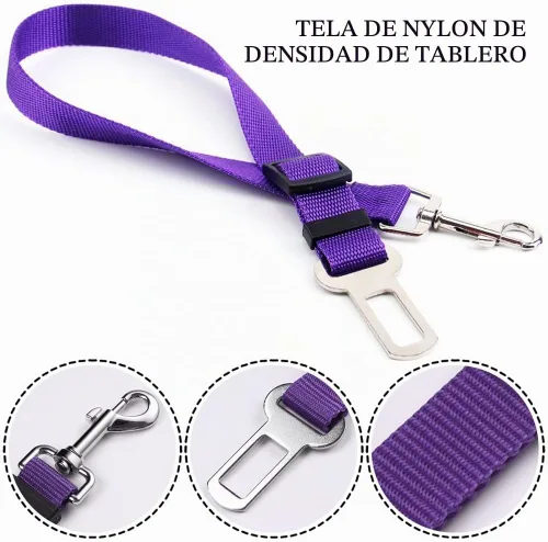 Vista 3 de YuCool Cinturón de seguridad para perro, juego de 4 piezas de cinturones de seguridad ajustables para vehículos de nailon para mascotas, arnés