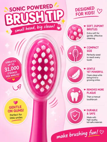 Vista 3 de Brush Buddies Barbie - Cepillo de dientes eléctrico con pilas para niños, cerdas suaves y potencia sónica, perfecto para niños, niñas e higiene