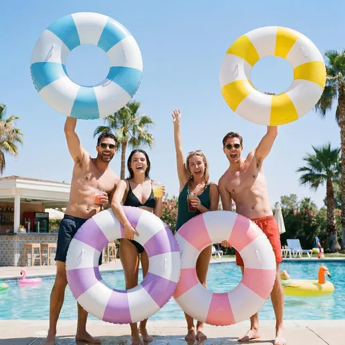 Vista 5 de Gemscream 2 flotadores grandes de piscina con asas, 47.24 pulgadas, tubos inflables de piscina tamaño adulto para tumbonas de verano, fiesta