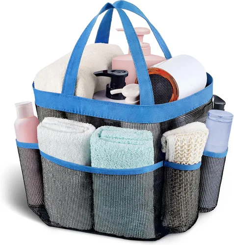 Vista 14 de Attmu Organizador de ducha de malla portátil, de secado rápido, bolsa de ducha colgante para dormitorio universitario, artículos esenciales de gran