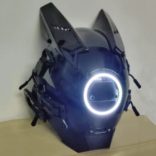 Vista 6 de Máscara de cosplay para hombres y mujeres, tecnología punk futurista, máscara de cosplay de Halloween, accesorios para fiestas y festivales de música