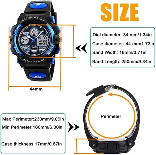 Vista 5 de Dayllon Kids Digital Watch Outdoor Sports 50M Waterproof Electronic Watches Alarm Clock 1224 H Stopwatch Calendar Boy Girl Wristwatch