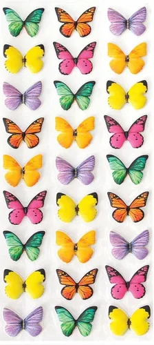 Vista 6 de Playhouse Paquete de 3 hojas de calcomanías suaves y hinchadas de 27 piezas para manualidades, comercio y colección, mariposas arcoíris