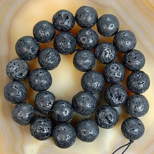 Vista 9 de Ad abalorio metálico titanio Rock Lava abalorio redondas de piedras preciosas 15", Oro metálico, 4mm Dorado metálico
