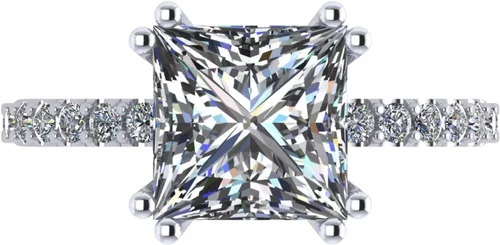 Vista 16 de NANA Jewels Anillos de plata de ley chapados en platino de 1.5-3 quilates con circonita cúbica ovalada y corte princesa Asscher Oro macizo de 10