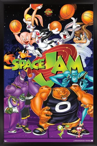 Vista 12 de Trends International Looney Tunes: Space Jam - Póster de collage de pared, 14.725 x 22.375 pulgadas, versión enmarcada de madera de granero