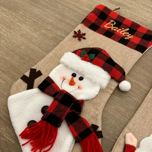 Vista 7 de Printualist Medias de Navidad Personalizadas (18 pulgadas) - Nombre Bordado Personalizado Rojo Verde Marfil Santa Ciervo Árbol Mascota Gato Perro