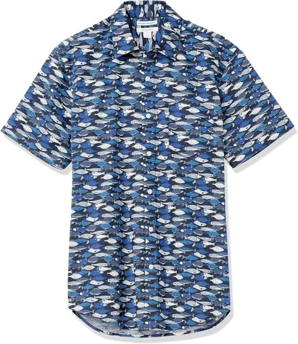Vista 9 de Tienda Essentials - Camisa para hombre, manga corta, de ajuste regular, estampada