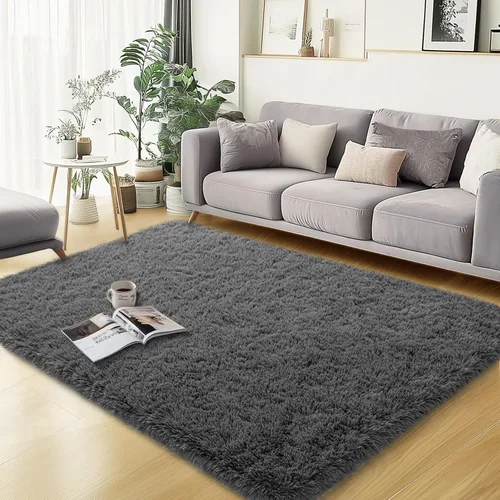 Vista 77 de qulint Alfombra negra para dormitorio, alfombra de área pequeña de 2 x 3 pies para habitación de niños, alfombra suave y mullida para sala de estar