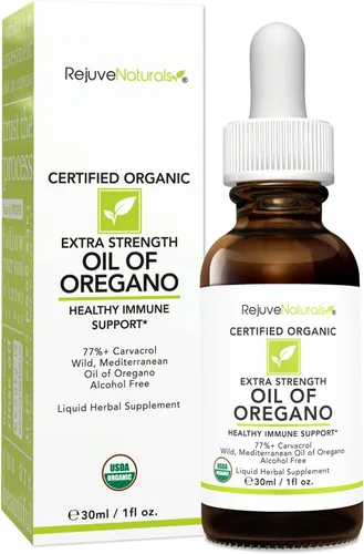 Vista 2 de RejuveNaturals - Aceite de orégano de fuerza extra, USDA orgánico, 1 onza líquida (30 ml) de aceite de orégano silvestre mediterráneo. Gotas