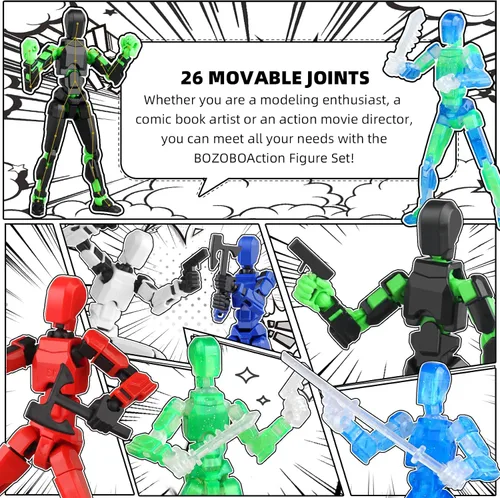 Vista 6 de Juego luminoso de 13 figuras de acción, 6 figuras de acción de robot Titan 13, juguetes impresos en 3D articulados, para entusiastas del modelado