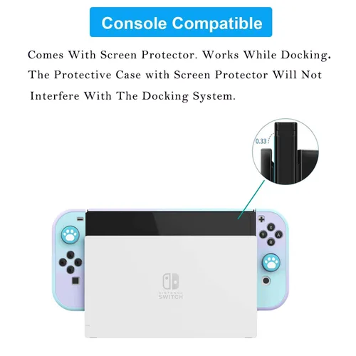 Vista 3 de COMCOOL Dockable Case for Nintendo Switch OLED - 9 FT Military Grade Drop Protection with Tempered Glass Screen Protector and Thumb Grips Protective