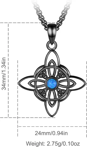 Vista 6 de CELESTIA Nudo de Bruja Plata 925 Plata de ley 925 Collar de nudo de brujas para mujer