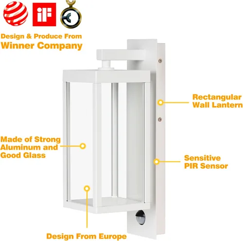 Vista 5 de Lámpara de pared LED con sensor de movimiento para exteriores, resistente al agua, lámpara exterior de aluminio para porche, patio, entrada, puerta