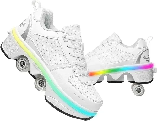 Vista 13 de Rueda de deformación de doble hilera Zapatos para caminar automáticos Deformación invisible Patín de ruedas 2 en 1 Patines de polea extraíble