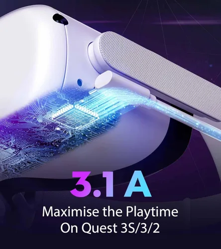 Vista 6 de YRXVW Cable de enlace de 10 pies compatible con Meta/Oculus Quest 3S, Quest 3, Quest 2/Pro, PICO 4 accesorios VR, cable de carga y cable de datos