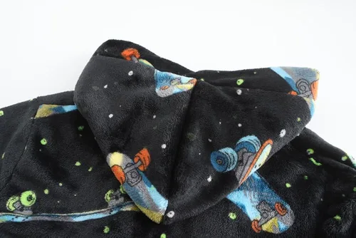Vista 6 de BAOPTEIL Bata de baño con capucha para niños, bata de franela con capucha para niños, suave bata de dormir
