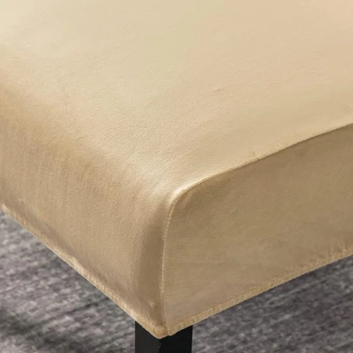 Vista 8 de JIAN YA NA Funda para silla decorativa sin brazos, funda elástica para silla sin brazos, fundas de terciopelo para sillas sin brazos, fundas Beige