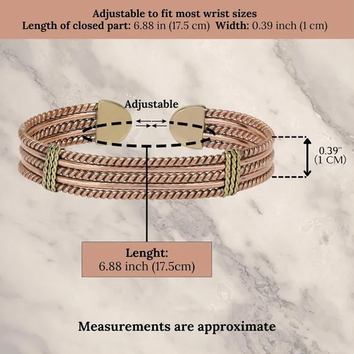 Vista 2 de Handmade Elegant Copper Bracelet for Women - Pure Copper Bracelet for Pain Relief and Stress Relief - Adjustable Entwisted Copper Bracelet to Fit
